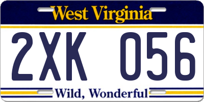 WV license plate 2XK056