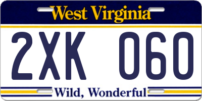 WV license plate 2XK060