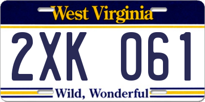 WV license plate 2XK061