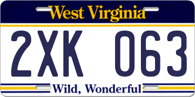 WV license plate 2XK063
