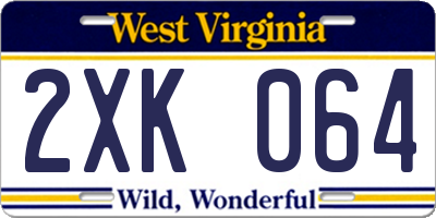 WV license plate 2XK064