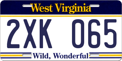 WV license plate 2XK065