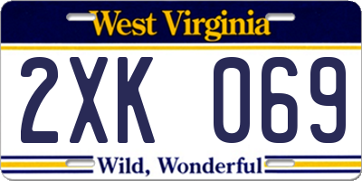 WV license plate 2XK069