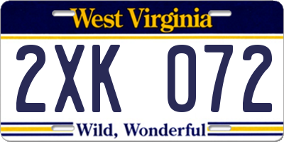 WV license plate 2XK072