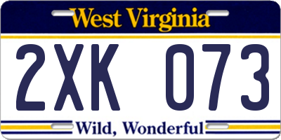 WV license plate 2XK073