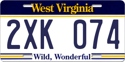 WV license plate 2XK074