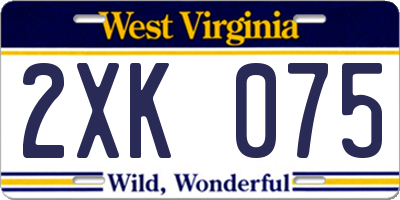 WV license plate 2XK075