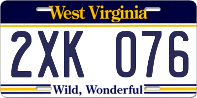 WV license plate 2XK076