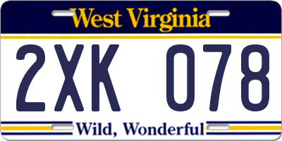 WV license plate 2XK078