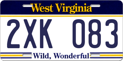 WV license plate 2XK083