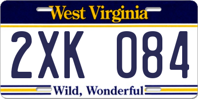 WV license plate 2XK084