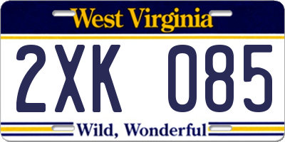 WV license plate 2XK085