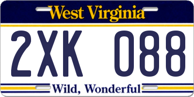 WV license plate 2XK088