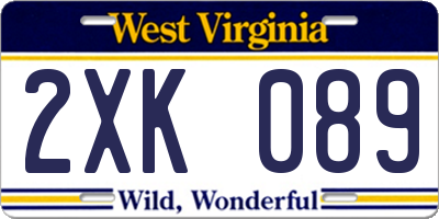 WV license plate 2XK089
