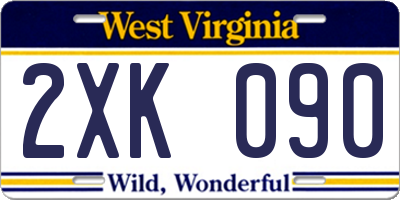 WV license plate 2XK090