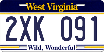 WV license plate 2XK091