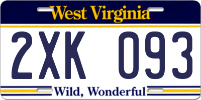 WV license plate 2XK093