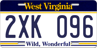 WV license plate 2XK096