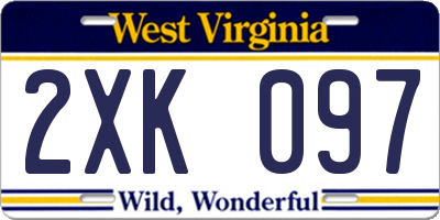 WV license plate 2XK097