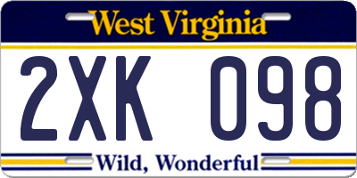 WV license plate 2XK098