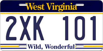 WV license plate 2XK101