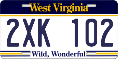 WV license plate 2XK102