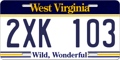 WV license plate 2XK103