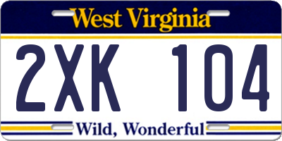 WV license plate 2XK104