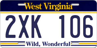 WV license plate 2XK106