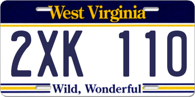 WV license plate 2XK110