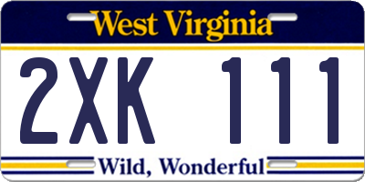 WV license plate 2XK111