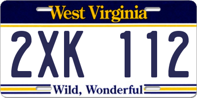 WV license plate 2XK112