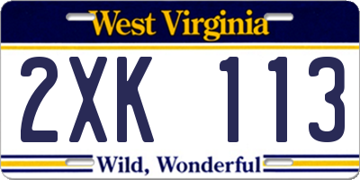 WV license plate 2XK113