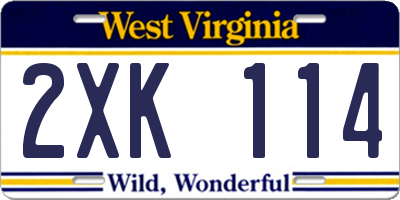 WV license plate 2XK114