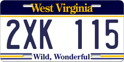 WV license plate 2XK115