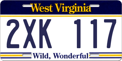 WV license plate 2XK117