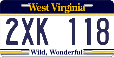 WV license plate 2XK118