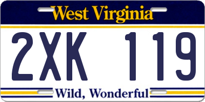 WV license plate 2XK119