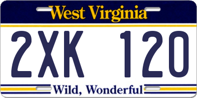 WV license plate 2XK120