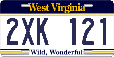 WV license plate 2XK121