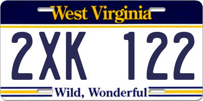 WV license plate 2XK122