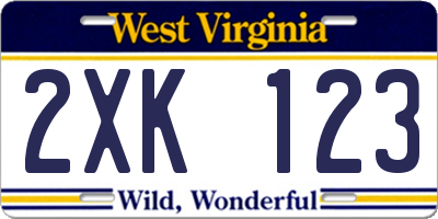 WV license plate 2XK123