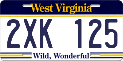 WV license plate 2XK125