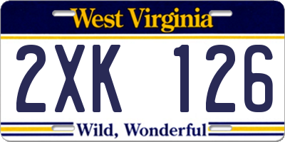 WV license plate 2XK126