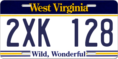 WV license plate 2XK128