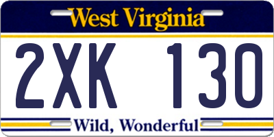 WV license plate 2XK130