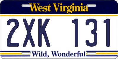 WV license plate 2XK131