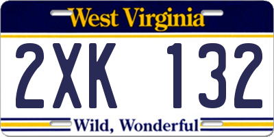 WV license plate 2XK132