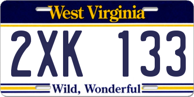 WV license plate 2XK133