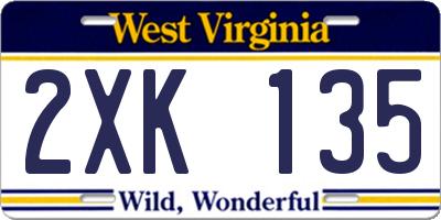 WV license plate 2XK135